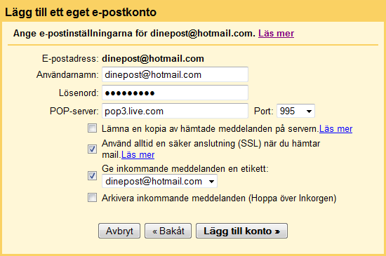 POP3 Gmail